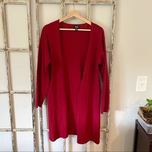 Eileen Fisher Medium Solid Red Long Cardigan